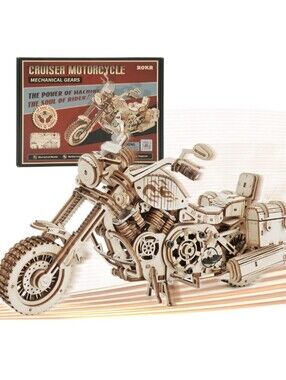 ROKR Cruiser Motorcycle Mechanical Gears 3D Wooden Model New in Package